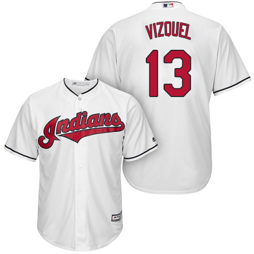 Indians #13 Omar Vizquel White Home Stitched Youth MLB Jersey - Click Image to Close